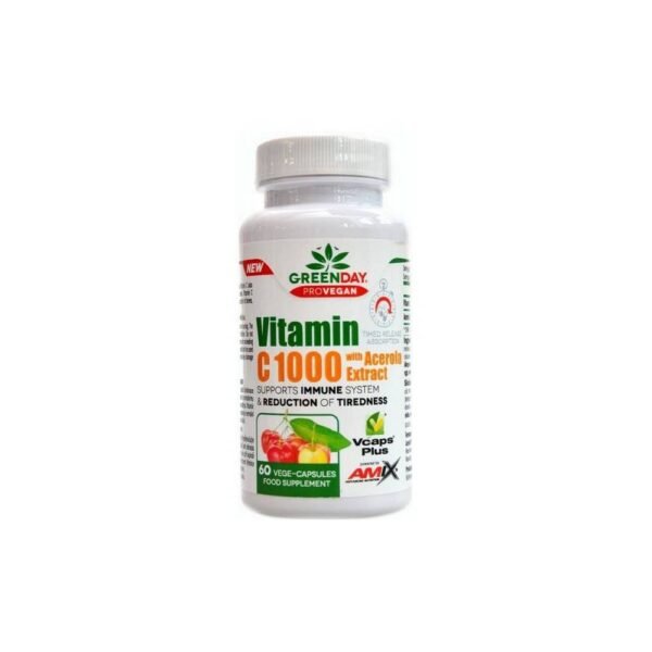 Combination of ascorbic acid and acerola extract. Vitamin C contributes to normal energy metabolism and the normal function of the immune system.