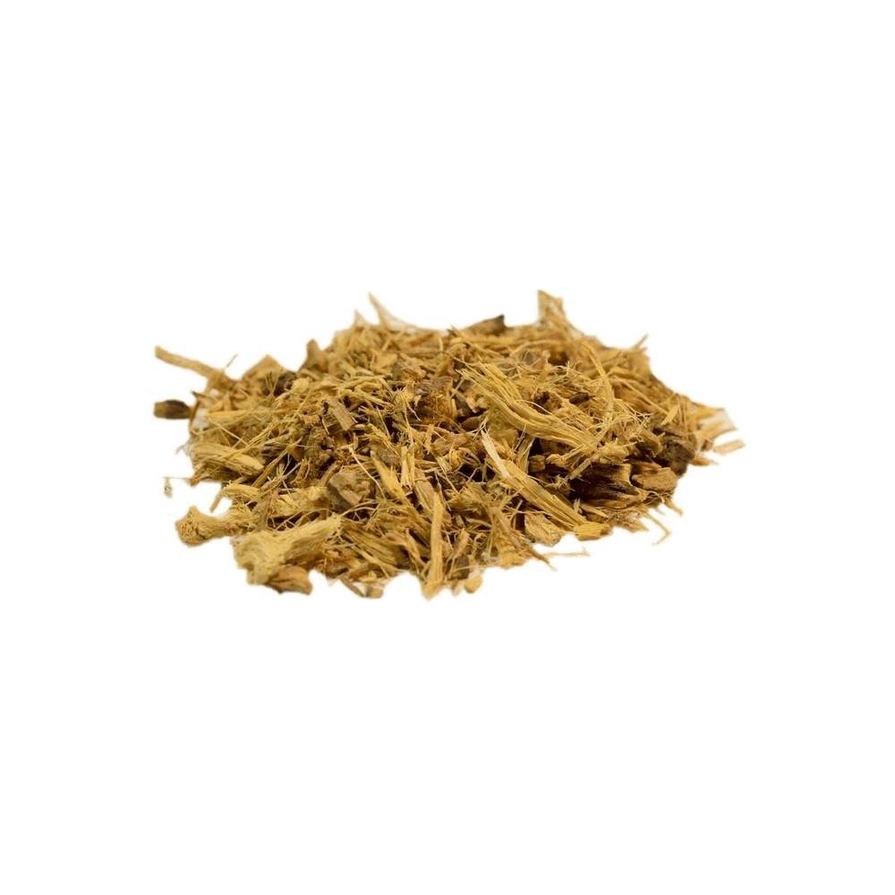 awa herbs licorice root 100g Солодка (Glycyrrhiza glabra, сладкая древесина) - традиционное многолетнее лекарственное растение (пряность), корень используется в лечебных целях (осенью заготавливается трехлетний древесный корень, который вырастает на глубину до 3 метров), который используется как заменитель сахара. Корень солодки является источником фитоэстрогенов, полисахаридов (крахмал, целлюлоза), сапонинов, гликозидов, эфирных масел, глицирризина, жирных кислот, кумаринов, флавоноидов (кемпферол, изокетитрин, кверцетин), органических кислот (фумаровая кислота, лимонная кислота, лимонная кислота, винная кислота). яблоко) витамины группы В (B1, B2, B3, B5), A, C, K, E, марганец, йод, кальций, натрий, калий, бром, медь, железо, фосфор, селен, кремний и цинк.