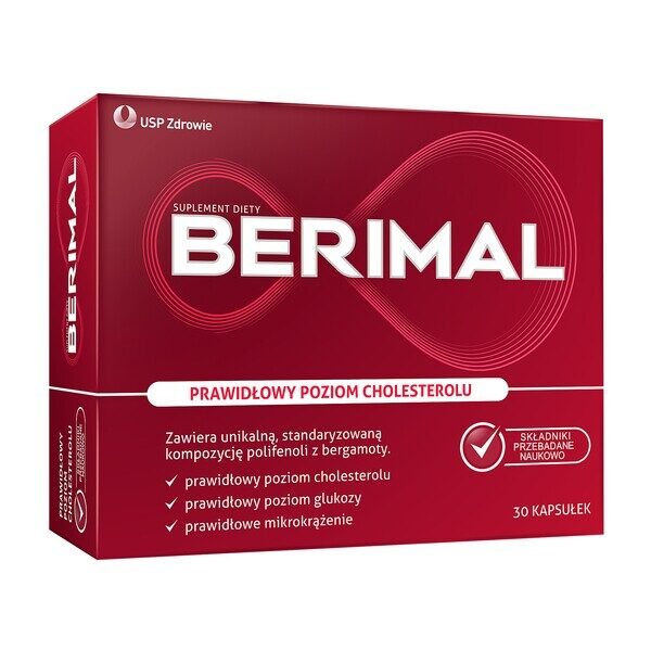 Berimal - a dietary supplement containing ingredients supporting the correct level of cholesterol. The product is intended for adults. Garlic extract helps to maintain the proper level of cholesterol, supports blood microcirculation and the health of the entire circulatory system.