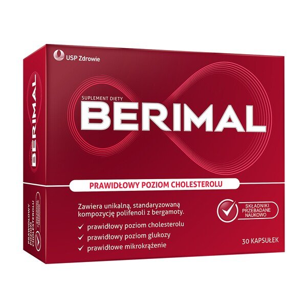 berimal capsules 30 Berimal - a dietary supplement containing ingredients supporting the correct level of cholesterol. The product is intended for adults. Garlic extract helps to maintain the proper level of cholesterol, supports blood microcirculation and the health of the entire circulatory system.