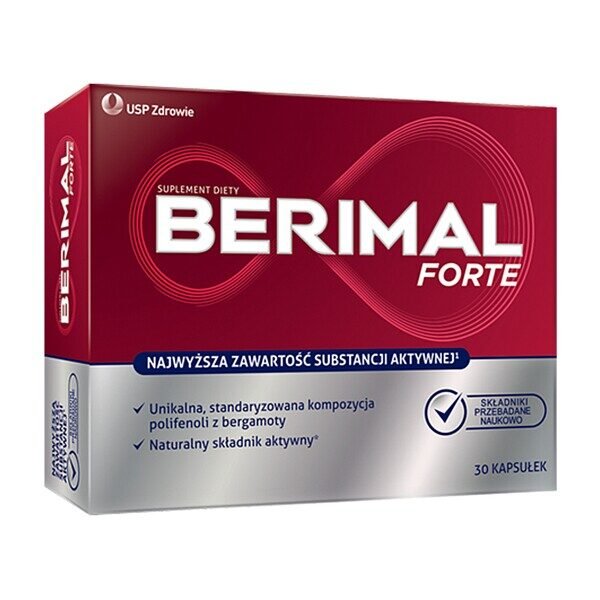 Berimal Forte - a dietary supplement containing a high content of polyphenols from bergamot Citrus bergamia Risso in the form of ActiBPF. The product is intended for adults