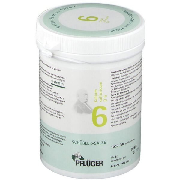In homeopathic practice, potassium sulfuricum in the D6 potency is used to treat physical symptoms that are associated with increased stress on the liver, skin and mucous membranes.