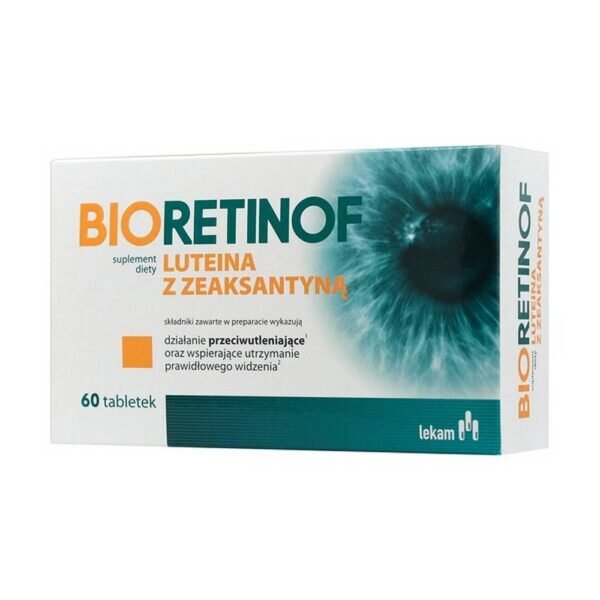 Bioretinof lutein with zeaxanthin - a dietary supplement containing ingredients supporting proper vision. The product is intended for adults. Vitamins C and E, riboflavin, zinc, copper and selenium help protect cells against oxidative stress