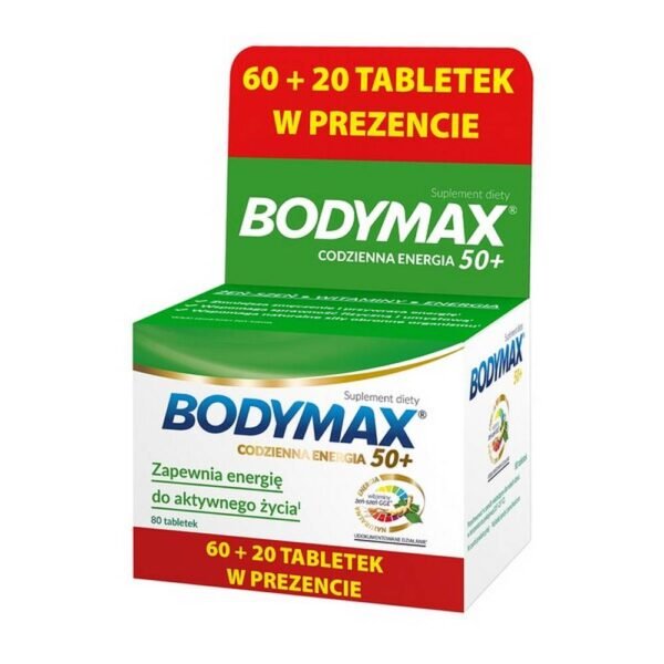 Bodymax 50+ - a dietary supplement containing a specially composed set of vitamins and minerals for people over 50, additionally enhanced with ginseng extract.