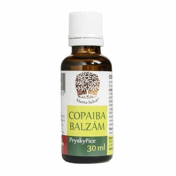 COPAIBA balm, cosmetic natural plant product Copaiba balm is a pure resin from the Copaiba tree from the legume family, with bald bushy branches. It grows up to a height of 30 m. The leaves are leathery, pinnate, oblong and elliptical, 3 to 5 cm long and 2 cm