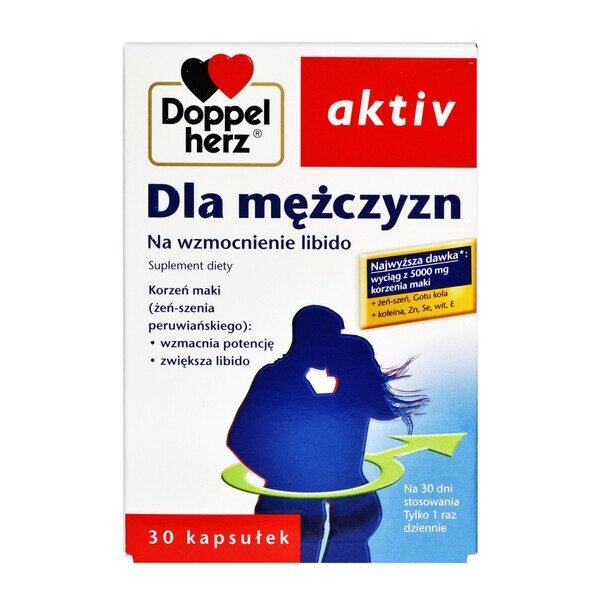 Doppelherz Aktiv For Men - a dietary supplement containing ingredients that increase your sexual potency. The product is intended for adult men. Peruvian flour extract maintains the optimal psychophysical efficiency of the body.