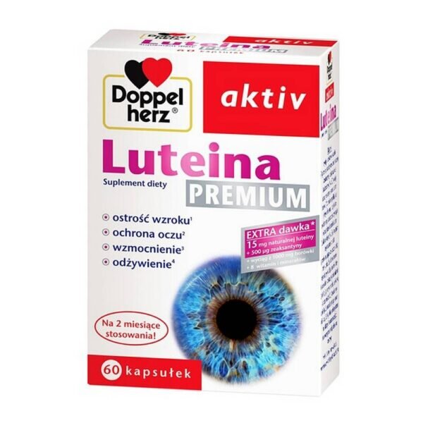 Doppelherz aktiv Lutein PREMIUM - dietary supplement influencing proper vision and supporting the organ of sight. Lutein and zeaxanthin support sharp vision.