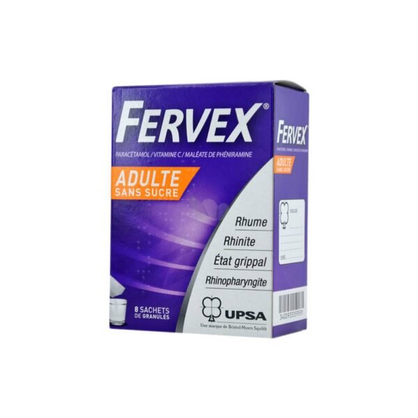 Fervex Raspberry 8 Sachets is indicated for the treatment of colds, rhinitis, doxycycline and colds (runny nose, light and watery eyes, sneezing, headache and / or fever). Risk of drowsiness.