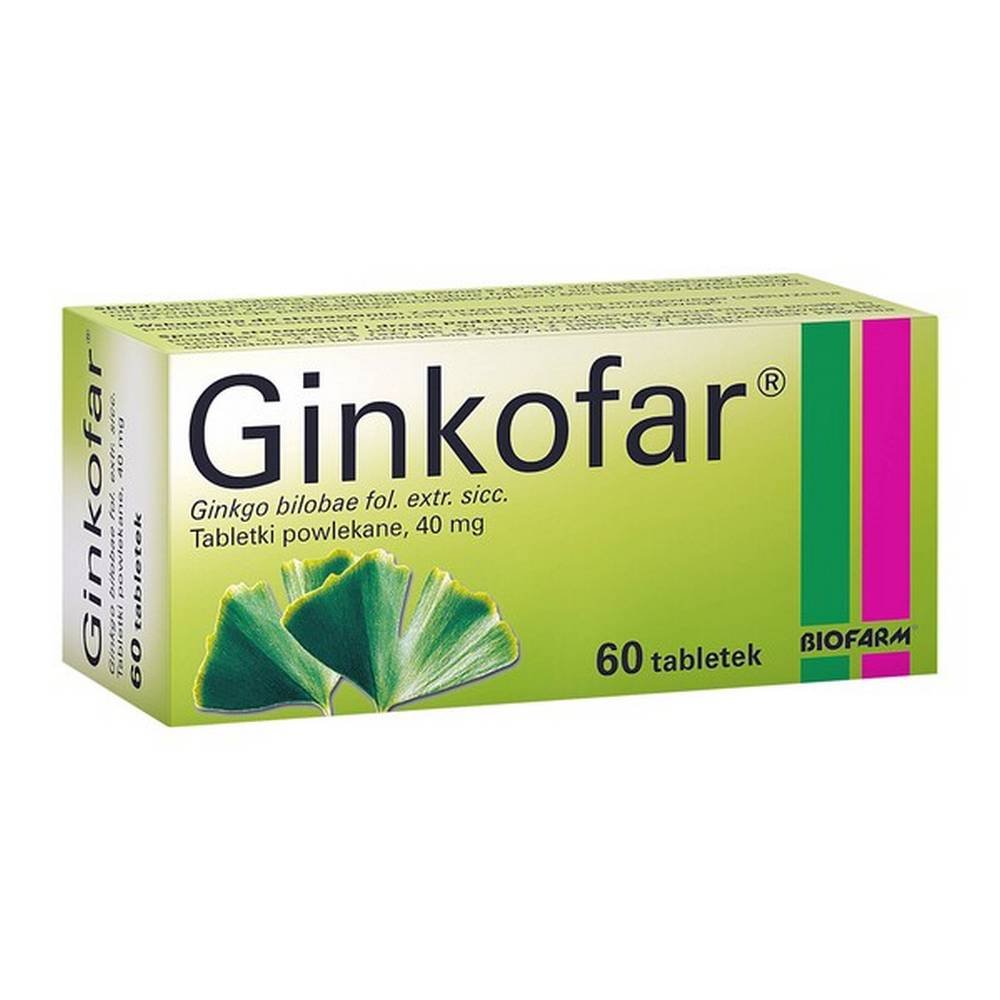 ginkofar 40 mg film coated tablets 60 Ginkofar is a medicinal product used to improve cognitive abilities (impaired memory and mental performance) in the elderly. Ginkofar improves blood flow in the brain.