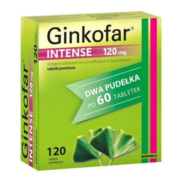 Ginkofar intense is a medicinal product used to improve cognitive abilities (impaired memory and mental performance) in the elderly. Ginkofar intense improves blood flow in the brain.