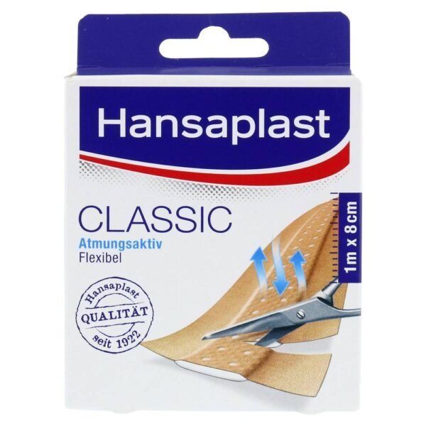 The Hansaplast Classic plaster sold by the meter can be cut to size and can therefore be individually adapted to each wound or minor injury.