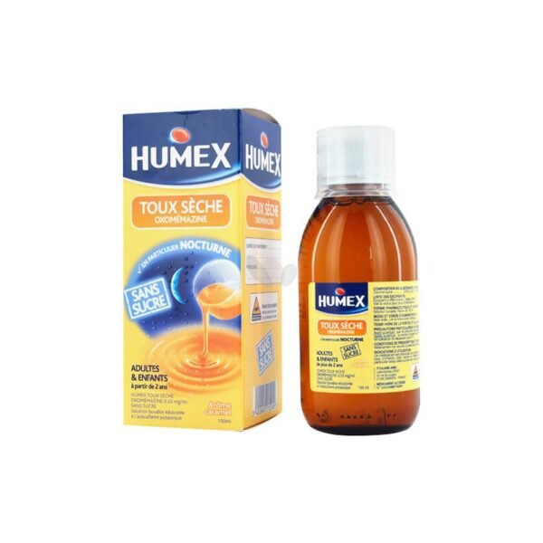 Humex Сироп Сухой Кашель Oxomemazine 0,33 мг/мл Сиропа содержит антигистамин семьи фенотиазины. Он имеет свойства antitussives и седативные препараты.