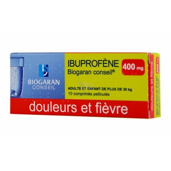IBUPROFEN BIOGARAN 400 mg tablet is a drug indicated for the short-term treatment of fever and / or pain such as headaches, colds, toothaches, body aches and painful periods.