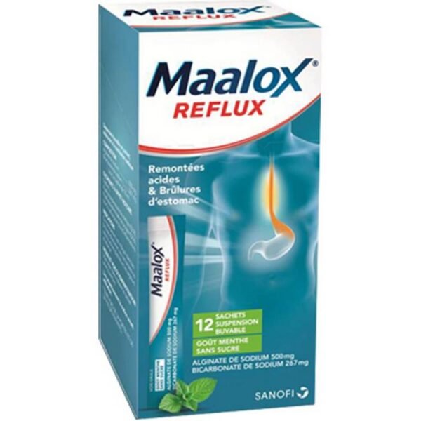 Maalox Reflux Mint Sugar Free Sachet is indicated for heartburn, acid rises or referrals (heartburn) and heartburn.