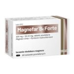 Magnefar B6 Forte is a drug used in the prophylaxis and in the case of magnesium deficiencies, which may manifest itself in, among others: muscle tremors, weariness or slight sleep disturbances. Magnefar B6 Forte contains a higher dose of easily digestible, organic magnesium salt in the form of citrate and vitamin B6, which facilitates its absorption.