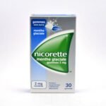 Nicorette gum 4mg nicotine, fresh mint flavor without sugar, intended for smoking very strongly addicted.