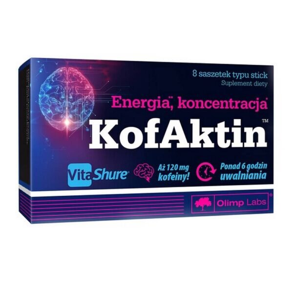 KofAktin - a dietary supplement containing caffeine and vitamin B6. The preparation is intended for adults.lemon flavor. Caffeine supports mental performance, helps to increase alertness and improves concentration.
