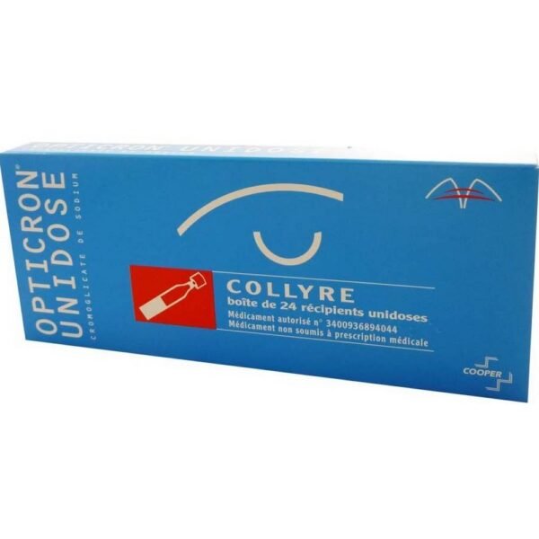 Opticron 2% глазные Капли 24 Unidoses содержит противоаллергическое место. Он используется в симптоматического лечения аллергии глаз.