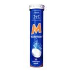 Vitamin effervescent tablets with orange flavor. Multivitamin tablets supplement the diet with 10 basic vitamins.
