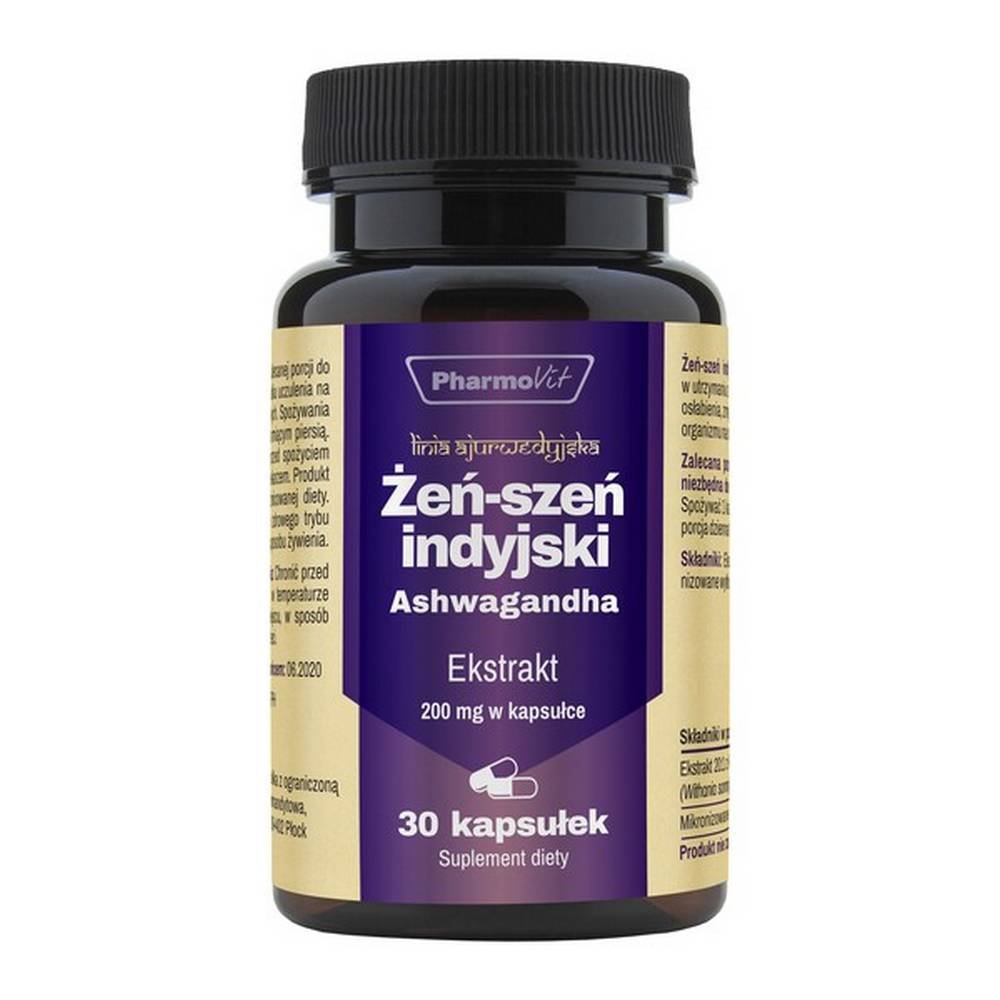 pharmovit indian ginseng ashwagandha capsules 30 Pharmovit Indian ginseng Ashwagandha - a dietary supplement, the component of which supports the body in states of weakness, fatigue, and supports immunity and concentration.