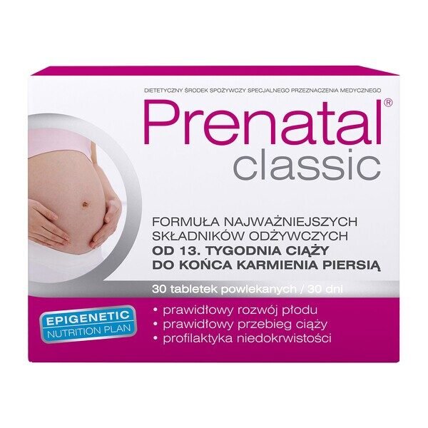 Prenatal classic - a dietary supplement containing ingredients that have a beneficial effect on the mother and child. The product is intended for pregnant women.Choline supports the proper functioning of the mother's liver and placenta, is involved in the conduction of nerve impulses