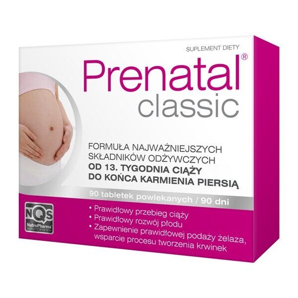 Prenatal classic - a dietary supplement containing ingredients that have a beneficial effect on the mother and child. The product is intended for pregnant women.Choline supports the proper functioning of the mother's liver and placenta, is involved in the conduction of nerve impulses