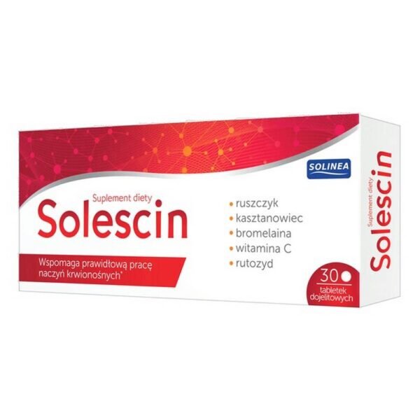 Solescin - a dietary supplement containing ingredients supporting the proper functioning of blood vessels. The product is intended for adults.