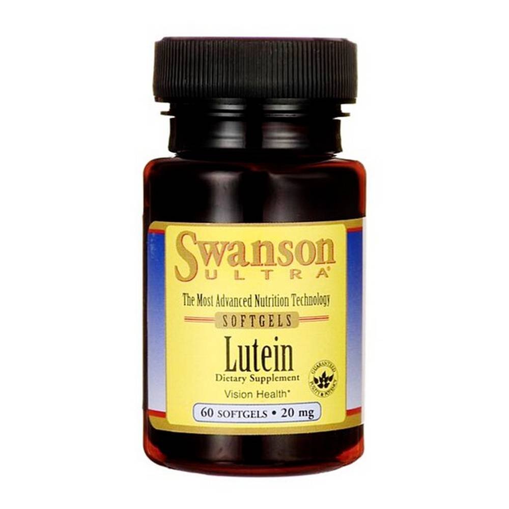 swanson lutein 20mg capsules 60 Лютеин - пищевая добавка, поддерживающая правильное функционирование органа зрения. Продукт предназначен для взрослых, лютеин благотворно влияет на защиту глаз