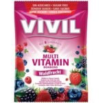 Multivitamin drops with sweetener and forest fruit flavor, enriched with eight vitamins.