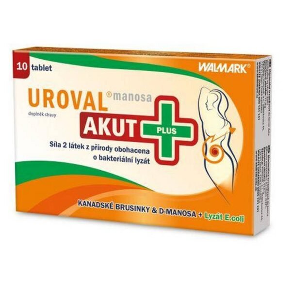 Uroval manosa AKUT Plus is a dietary supplement containing a unique combination of active ingredients - a quality extract of Canadian cranberry with a high content of proanthocyanidins (PAC), D-mannose monosaccharide and a lysate of the bacterium Escherichia coli.