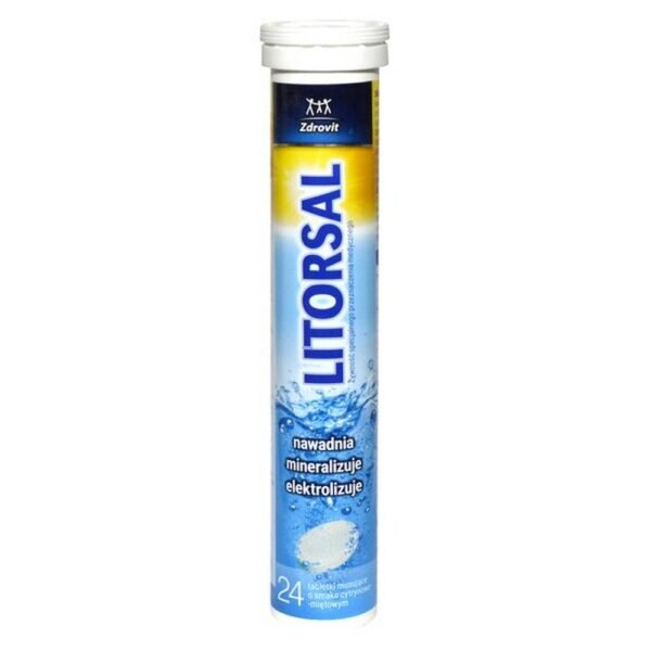 Litorsal Zdrovit contains minerals necessary for maintaining water and electrolyte balance, such as: sodium and potassium and glucose supplemented with vitamin C.