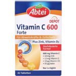 Food supplement with vitamin C, zinc, vitamin E, vitamin D3, and selenium.
