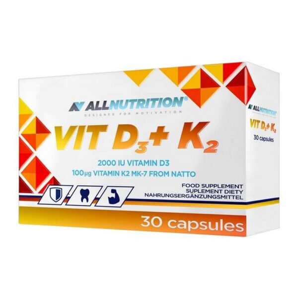 Vit D3 + K2 - пищевая добавка, содержащая высокую дозу витамина D3 и натурального витамина K2 MK7. Продукт предназначен для взрослых, не ешьте при аллергии на какие-либо ингредиенты. Препарат не предназначен для детей, беременных, планирующих беременность и кормящих женщин, не превышать рекомендуемую суточную дозу.