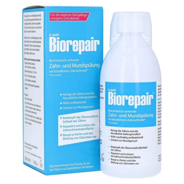 Tooth and mouth rinse with a substance related to natural tooth enamel.
