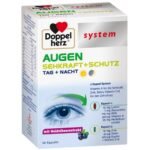 Capsules with vitamins, trace elements, sea fish oil, borage oil, lutein, and zeaxanthin.