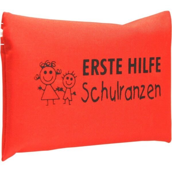 Zipper bag made of coated nylon fabric, filled with child-friendly bandage material.