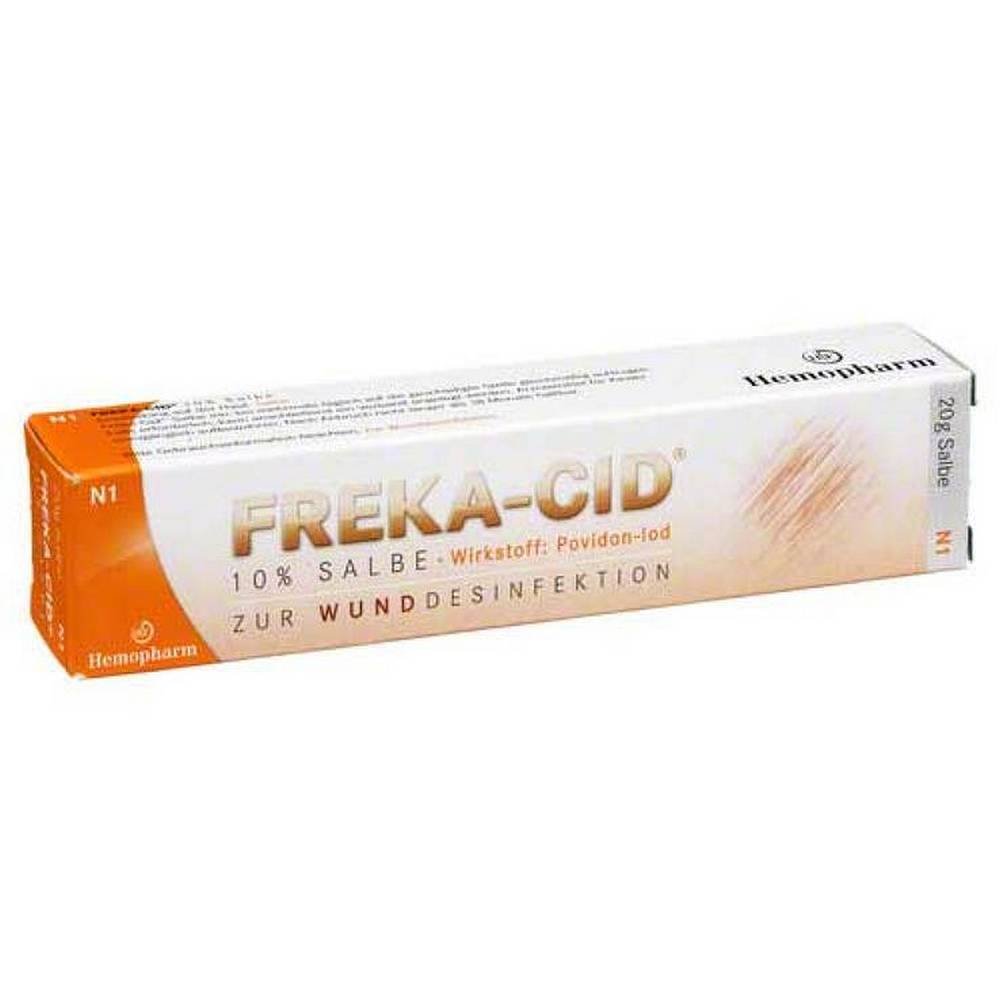 freka cid 20 g For repeated, temporally limited application: as antiseptic in damaged skin, such as pressure ulcer, lower leg ulcer, superficial wounds and burns, infected and super-infected skin diseases.