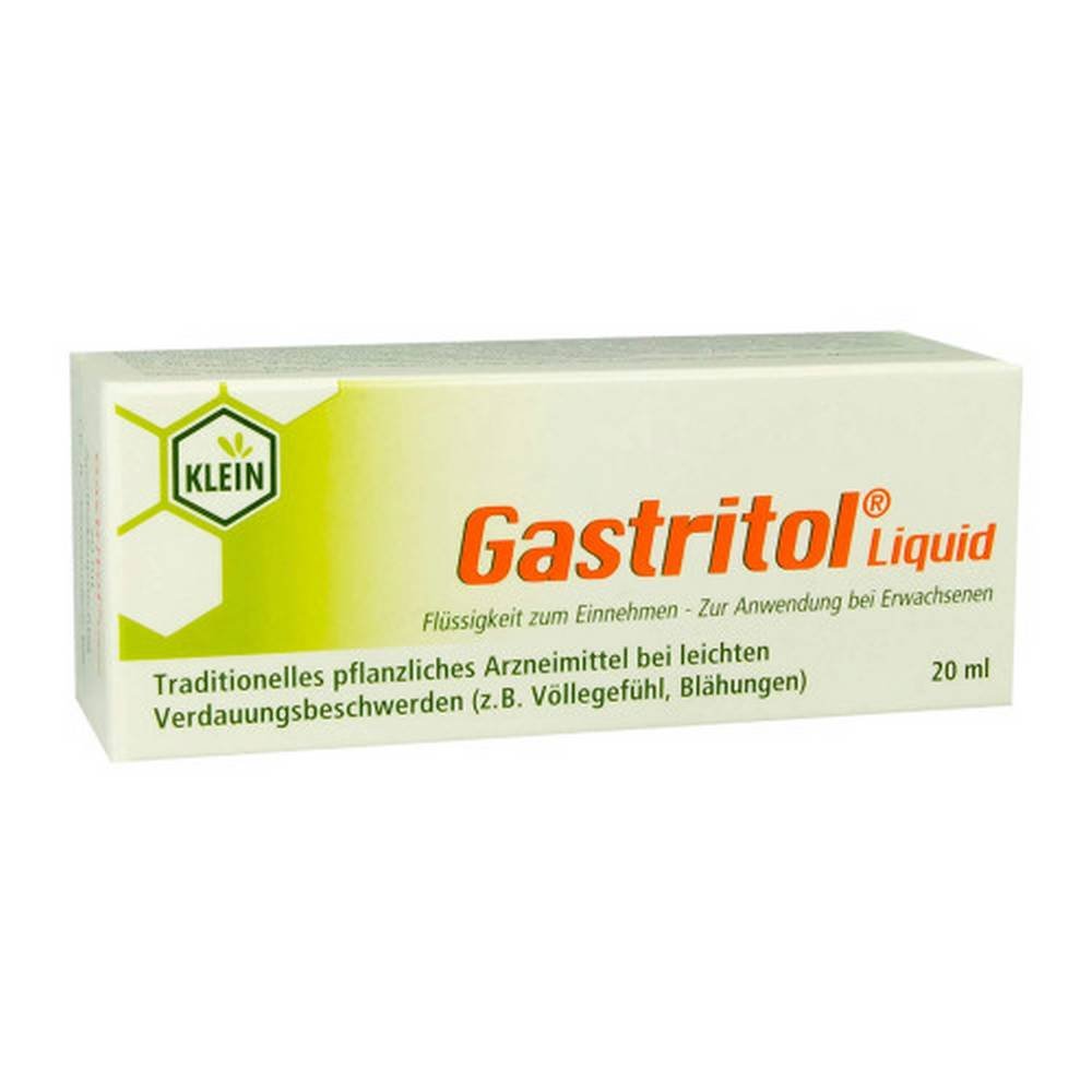 gastritol liquid 20 ml For the relief of minor digestive complaints (e.g., bloating, flatulence), as well as mild cramp-like complaints in the gastrointestinal tract.