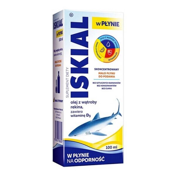 Iskial liquid - a dietary supplement containing shark liver oil and vitamin D. The product is intended for children over 3 years of age and adults.