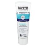 Lavera tooth gel with sea salt & silica cleaning particles.