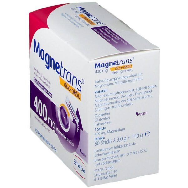 Food supplement with high magnesium. With Orange-Mint Flavor.