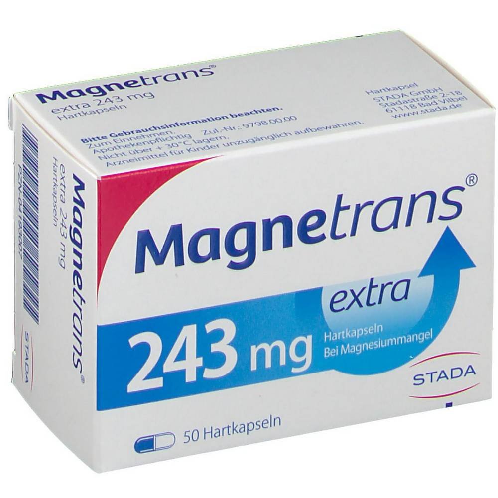 magnetrans extra 243 mg hard capsules 50 Если есть признаки дефицита магния, если он является причиной нарушения мышечной деятельности.