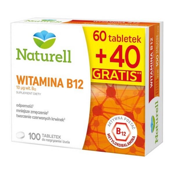 Naturell Vitamin B12 - a dietary supplement containing vitamin B12 in the form of methylcobalamin. The product is intended for adults. Do not exceed the recommended daily dose