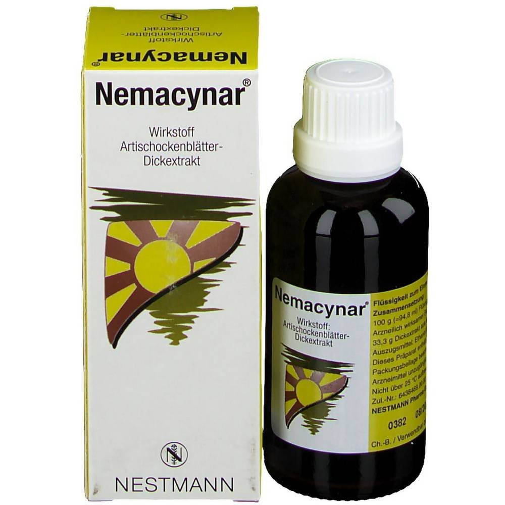 nemacynar nestmann drops 50 ml In the case of digestive disorders (dyspeptic complaints), especially in functional disorders of the biliary system.