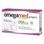 Omegamed Pregna - a dietary supplement that provides the optimal daily dose of DHA (docosahexaenoic acid) for pregnant and breastfeeding women. DHA with Omega-3 supports the proper development of the brain and eyes in the fetus and breastfed infants.