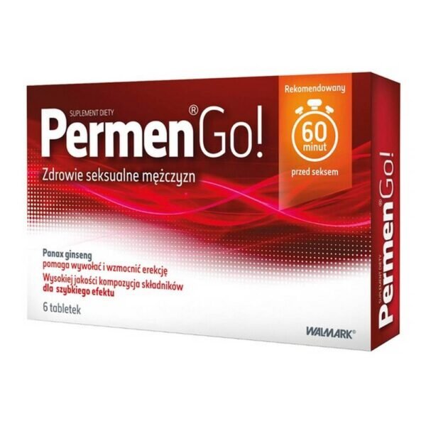 PermenGo! - dietary supplement, contains ingredients supporting men's sexual health - L-arginine and ginseng. The preparation is recommended 60 minutes before sex. The preparation is intended for use in adult men.