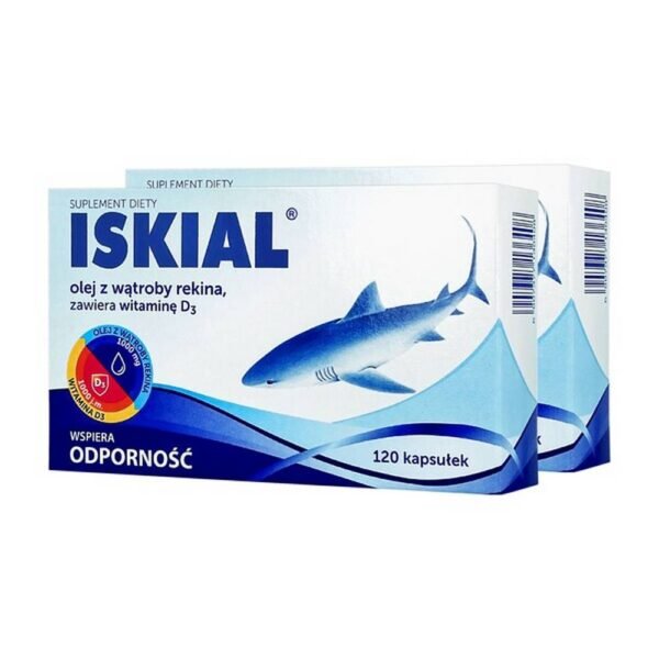 The ISKIAL dietary supplement is a comprehensive formula that combines shark liver oil and vitamin D3 in an increased amount.