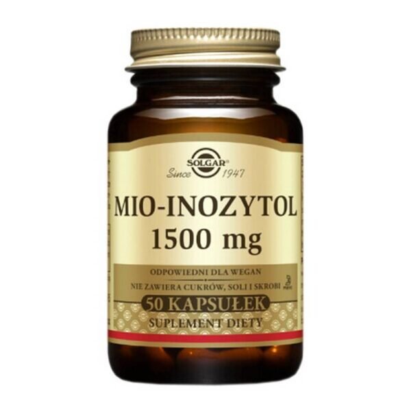 Solgar Mio-Inositol 1500 mg - a dietary supplement containing one of the forms of inositol, i.e. a substance belonging to the B vitamins. Product intended for adults.