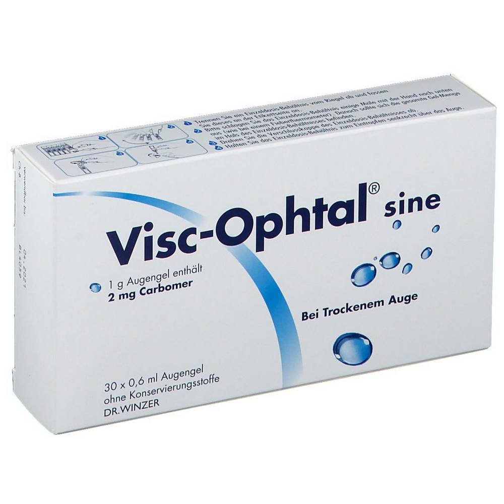 visc ophtal sine eye gel 30x06 ml As a substitute of tear fluid in case of impaired tear production, as well as for the symptomatic treatment of dry eye.