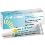 Eye ointment with vitamin A, vitamin E, and panthenol, with no preservatives.